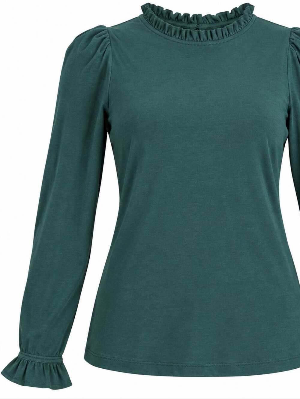 BODEN | Supersoft Frill Ruffle Tencel Modal Keyhole Top Forest Green | 6